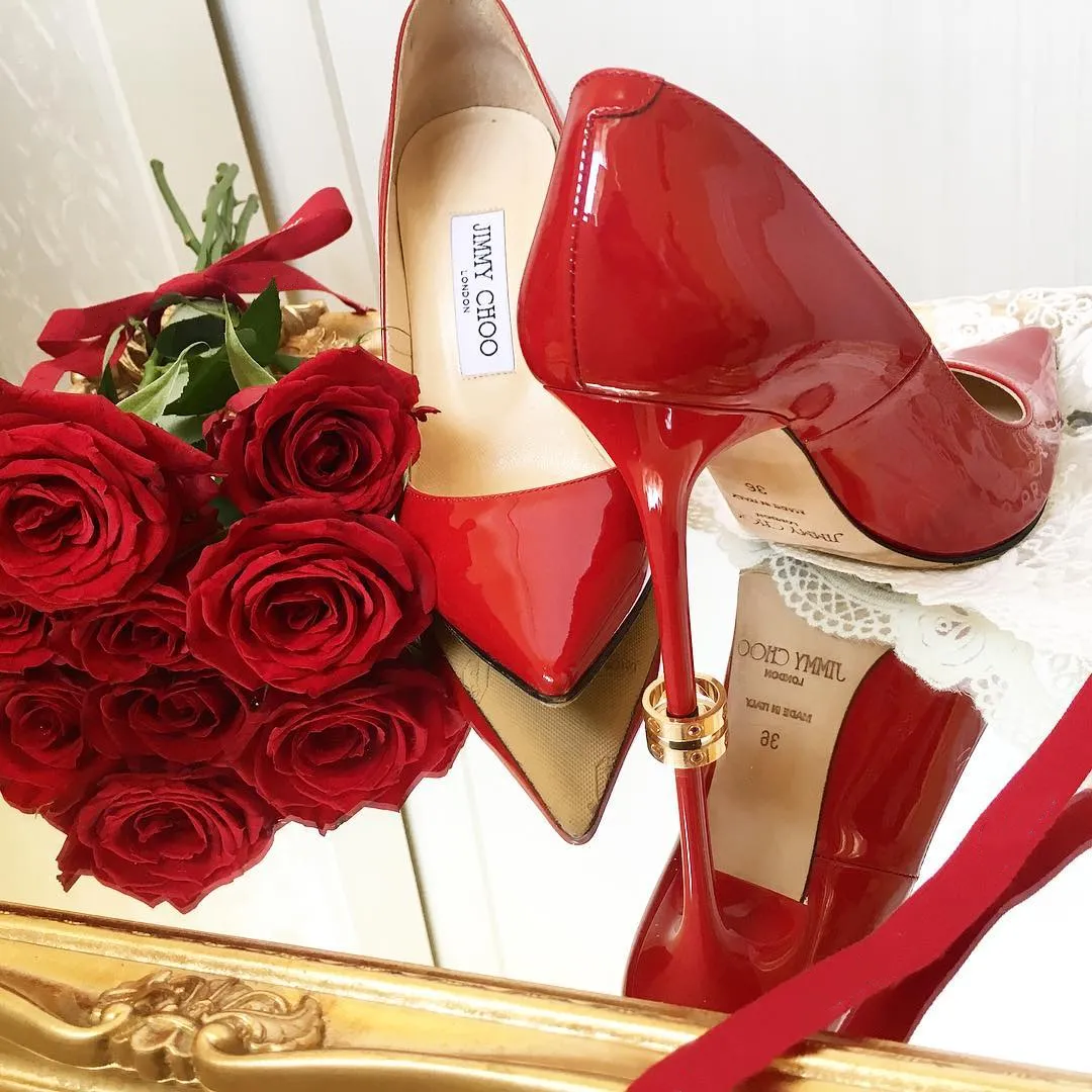 /LOVE scarpe con tacco alto in vernice rossa