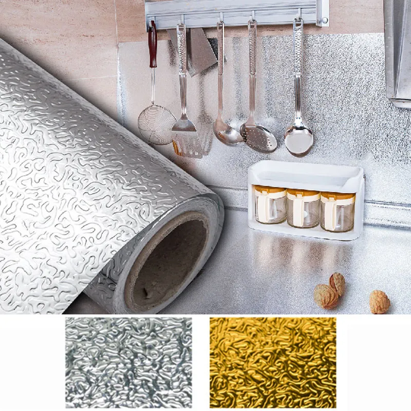 Adesivi da cucina a prova di olio impermeabile e resistente alle alte temperature Carta in alluminio per armadietto della stufa