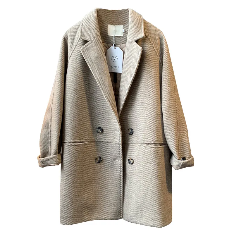 [Shuangshuang] Cappotto di lana donna autunno/inverno 2020 nuovo completo di cappotto imbottito di media lunghezza allentato 8879