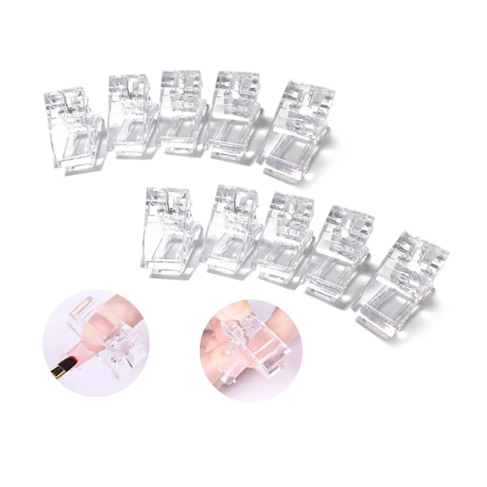 Pinzette per nail art in acrilico Gel trasparente Set di strumenti per la costruzione rapida Clip di estensione per nail art UV