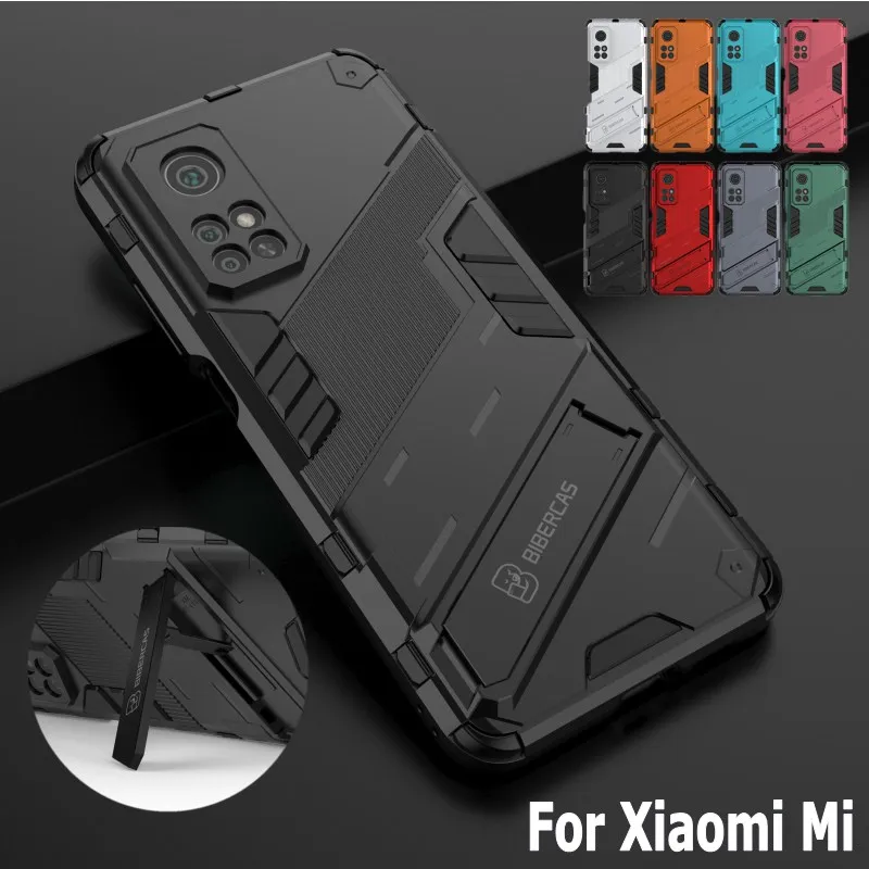 Custodia antiurto robusta per armatura per Xiaomi Mi 10T 10T Pro 10Lite Custodia per supporto per cavalletto per Mi 11 Pro Mi 11 Ultra Mi 11 Lite Poc
