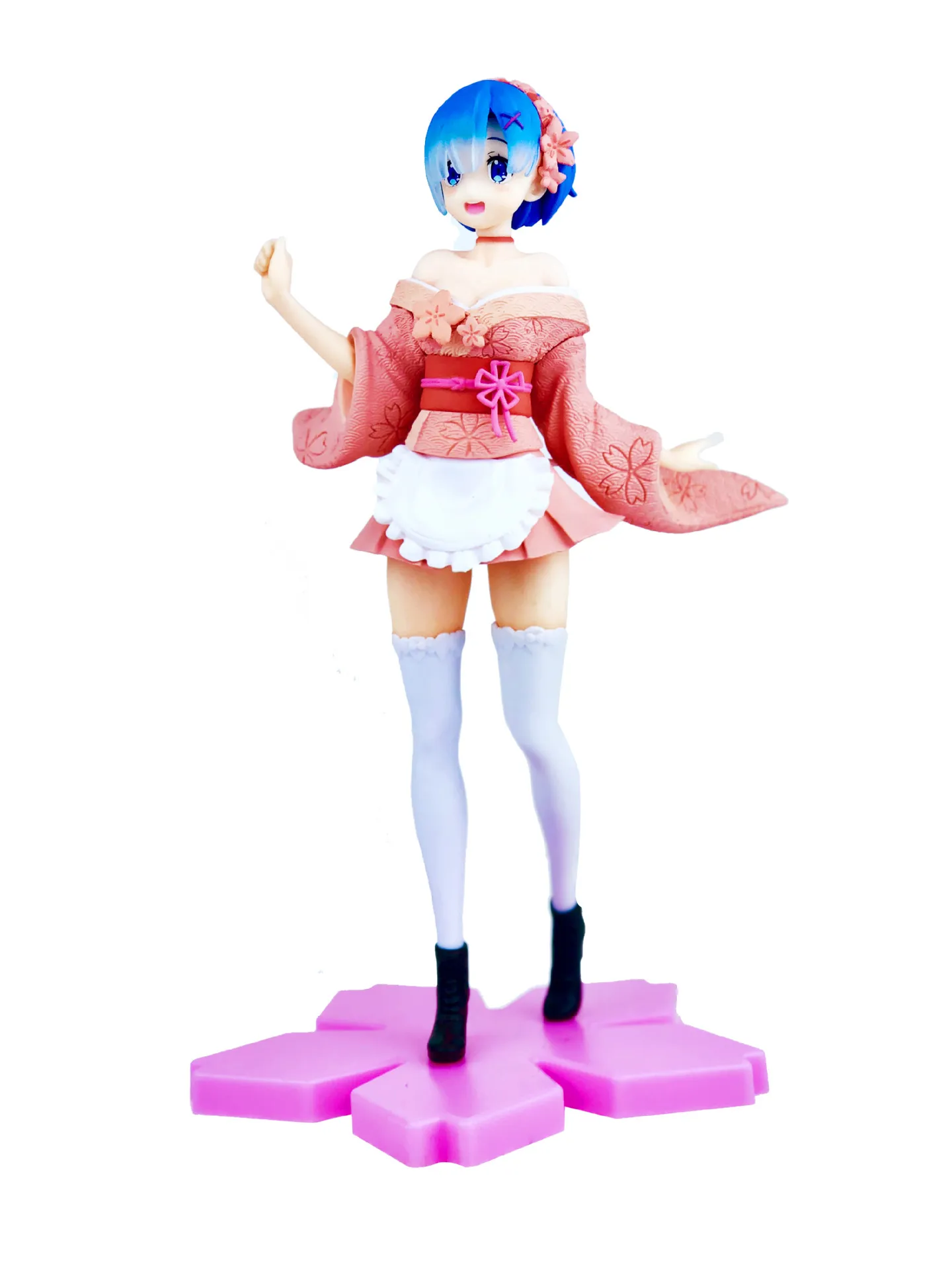Fatto a mano un mondo diverso fiori di ciliegio REM rosa postura in piedi kimono postura eretta bella ragazza modello altezza circa 23 cm