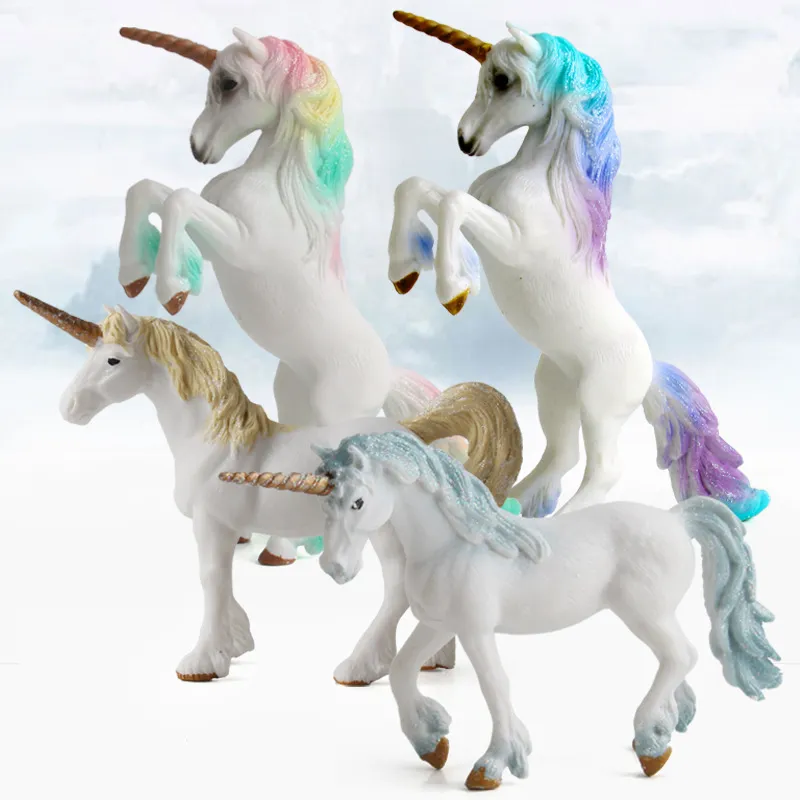 Simulazione giocattolo modello animale bambola unicorno Leggenda del mito europeo Bestia modello statico in plastica