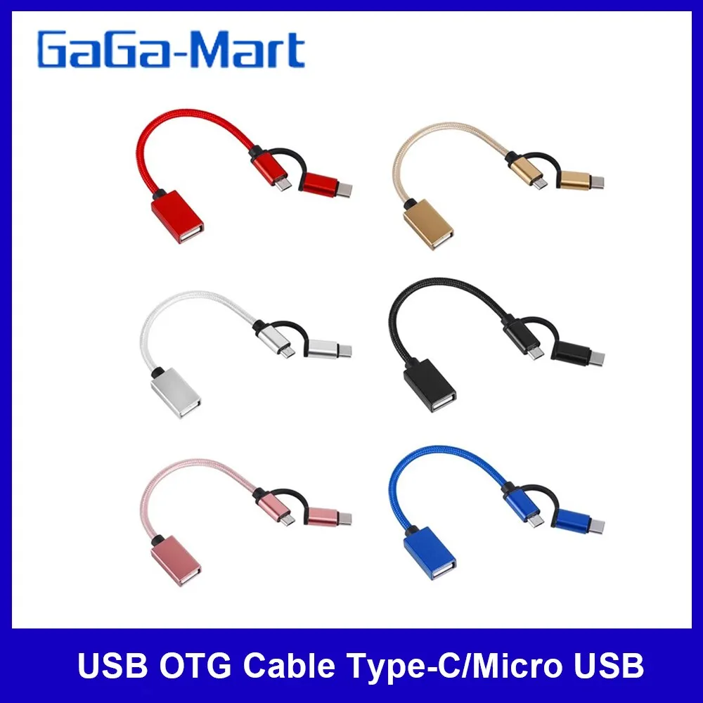 Cavo USB OTG 2 in 1 Type-C/Micro USB a USB 3.0 Cavo di trasferimento dati progettato intrecciato compatibile con telefono Andriod
