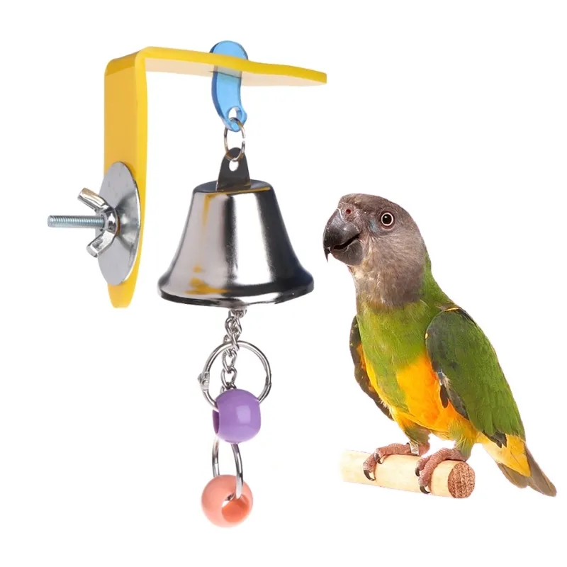 Campana del pappagallo Giocattoli Uccelli da masticare Gabbia sospesa Accessori per morsi Parrocchetto Perline Gioca SOM