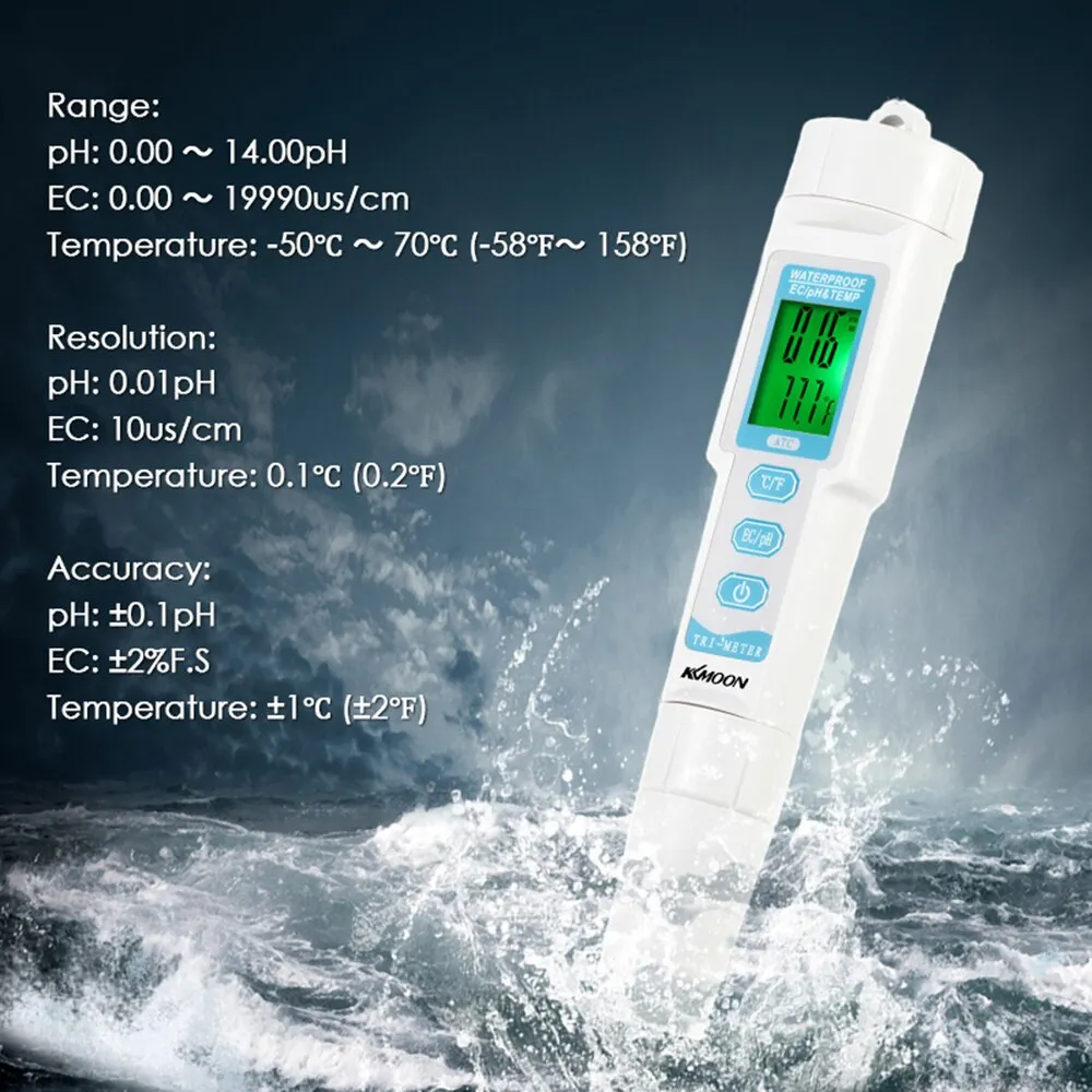 迷你笔式水质分析装置高精度pH米自动校正防水水族馆酸度计