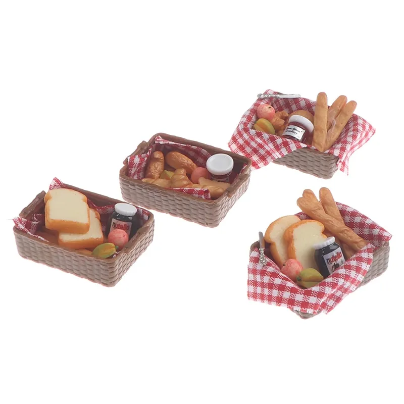 1: 6/1: 12 Miniatura casa delle bambole Cestino del pane Simulazione Modello alimentare Giocattoli Decorazione della casa delle bambole