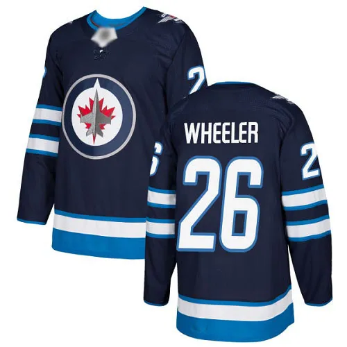 Maglietta da uomo Winnipeg Jets Blake Wheeler #26 Navy Blue Authentic Home