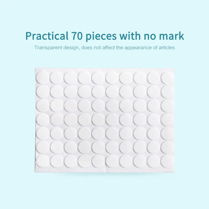 Nano adesivo trasparente acrilico trasparente biadesivo bianco crtivo rotondo punti adesivi rimovibili forti adesivi per pellicole piccole 70 capsule