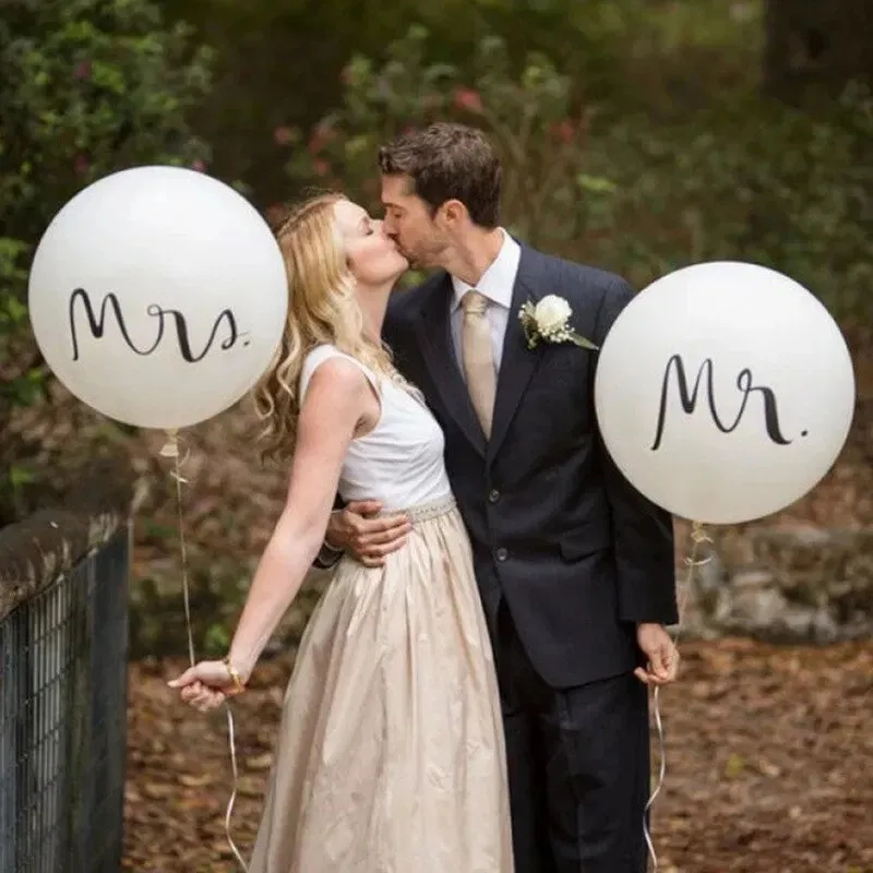 Confezione da 2 palloncini Mr M Palloncini in lattice bianchi Decorazioni per feste di matrimonio di San Valentino