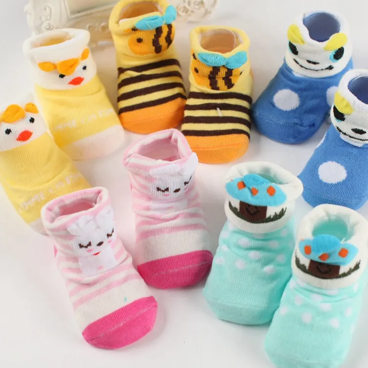 Calzini per bambini, calzini per bambole antiscivolo, calzini per bambini tridimensionali, calzini per bambini in cotone [5 paia]