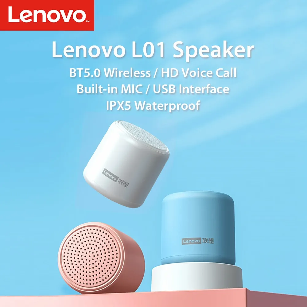 Altoparlante Lenovo L01 Altoparlante BT5.0 53.6g Altoparlanti portatili Altoparlante wireless HD per chiamate vocali HD con bassi profondi per la cas