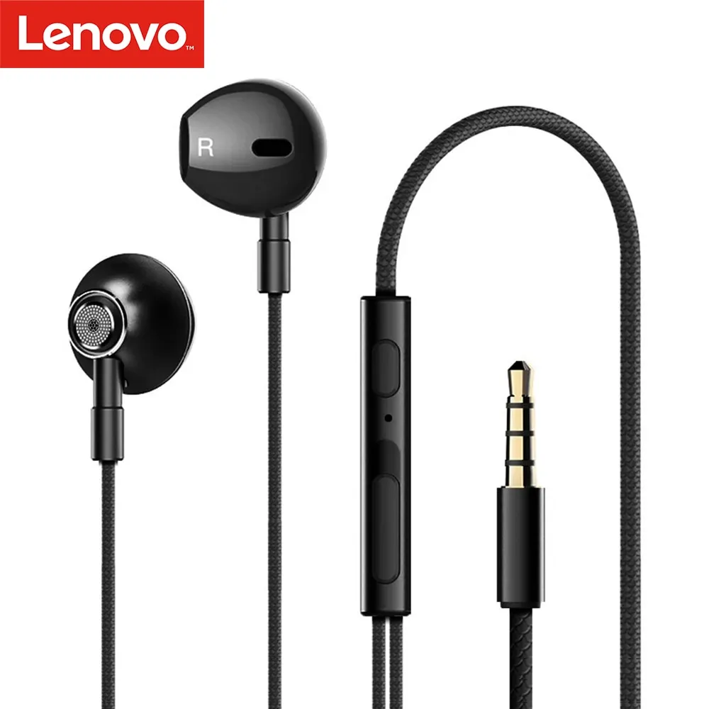 Auricolari cablati Lenovo HF140 Cuffie con microfono e controllo del volume Auricolari con isolamento acustico dei bassi potenti