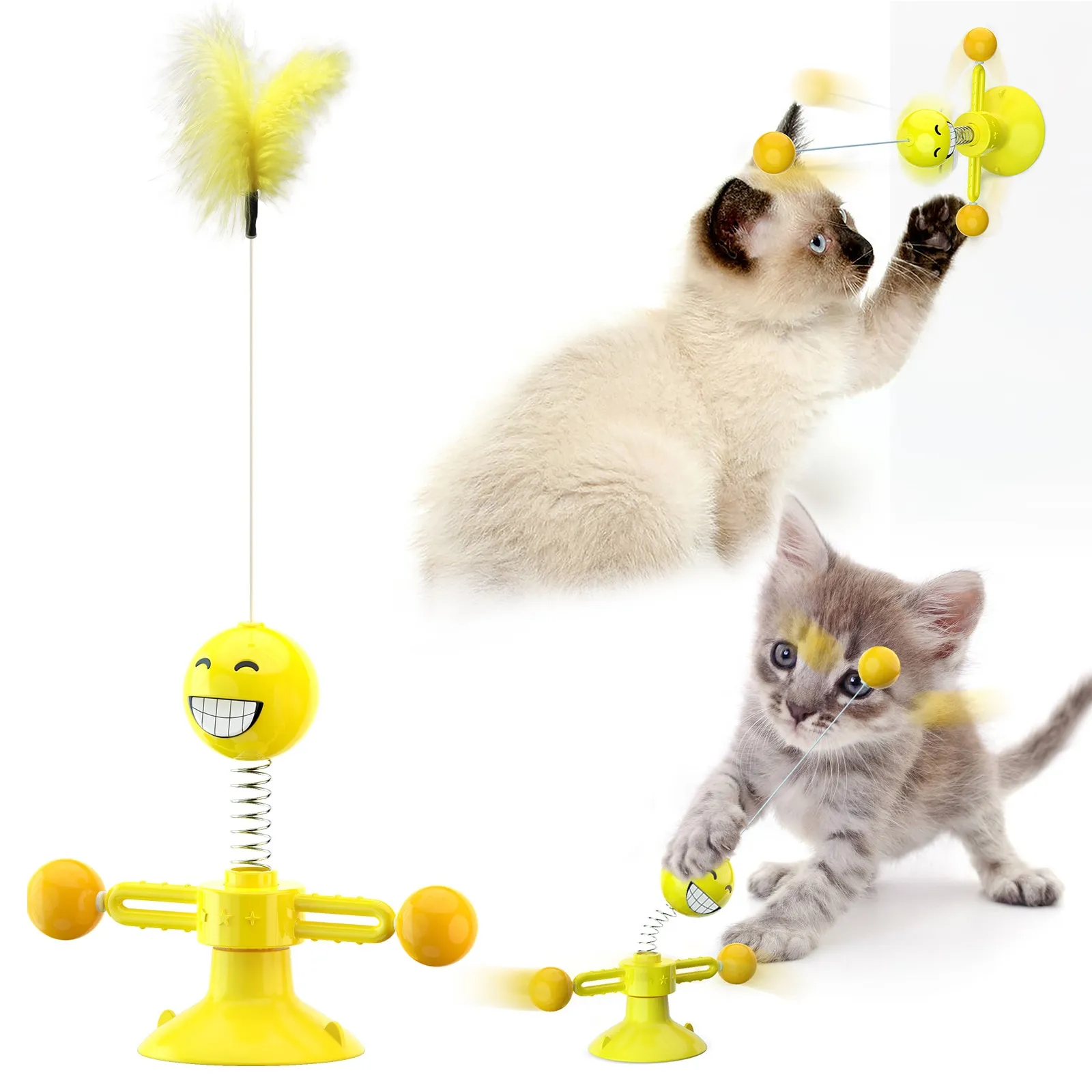 Mulino a vento per animali domestici che prende in giro Giocattolo interattivo Giocattolo per gatti Giradischi Divertente Bastone per gatti Puzzle Fo