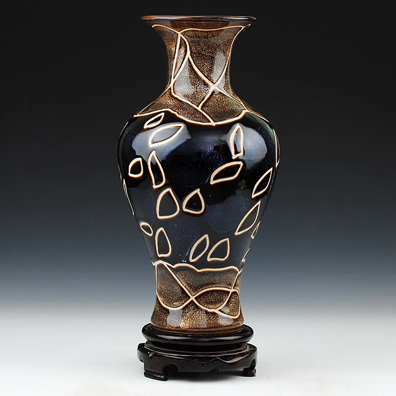 Moda Jingdezhen Vaso in ceramica antico intaglio colore smalto vaso classico decorazione della casa moda ornamenti squisiti Vendita calda transfronta