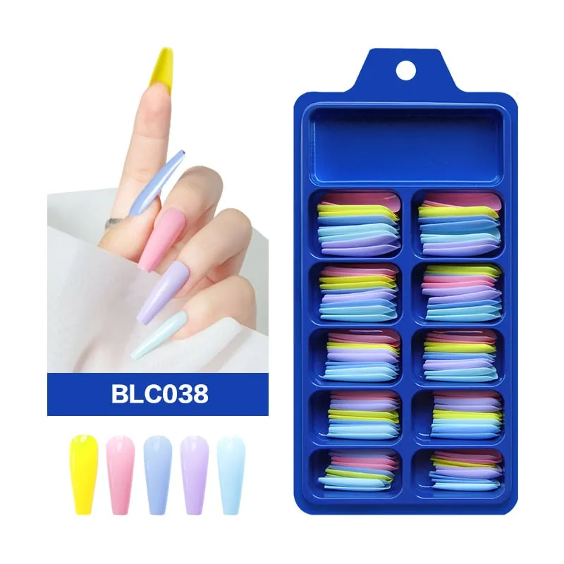 Blu caso falso nail patch prodotto finito nail patch adesivi per unghie adesivi completi balletto unghie finte indossare unghie lunghe