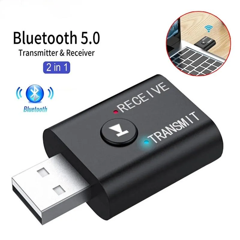 2 in 1 USB Wireless Bluetooth Adapter 5.0 Trasmettitore Bluetooth per computer TV Altoparlante portatile Adattatore per cuffie Ricevitore Bluetooth