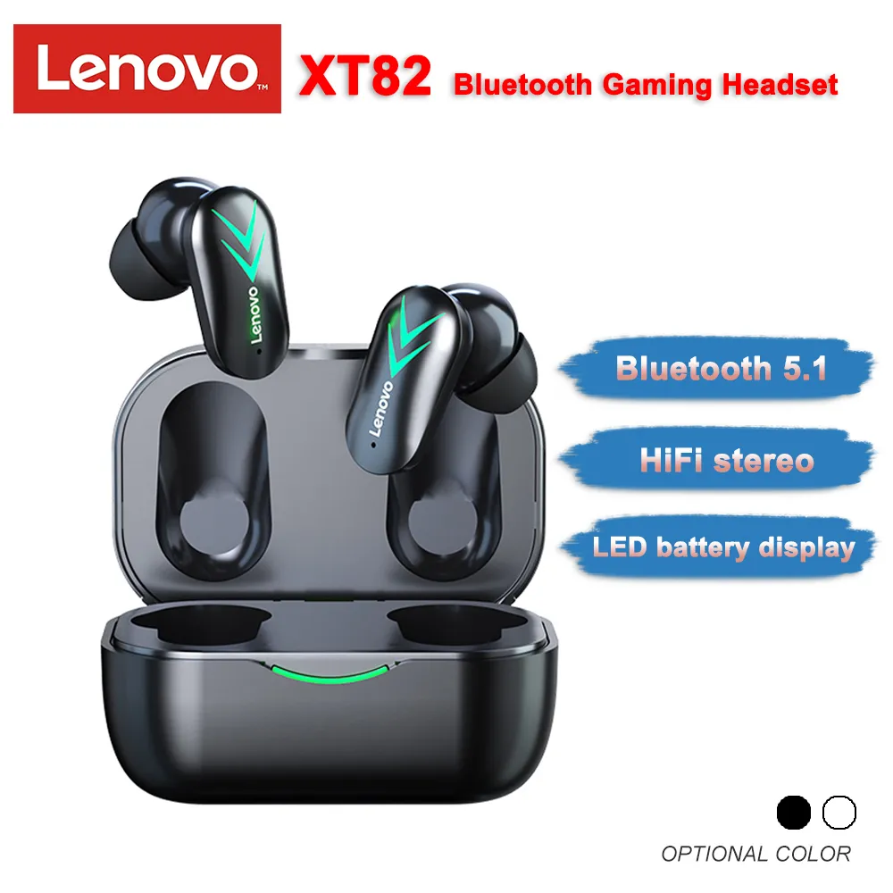 Auricolari wireless Lenovo XT82 TWS Cuffie Bluetooth 5.1 Auricolari da gioco stereo con riduzione del rumore Cuffie con controllo tattile dei bassi c