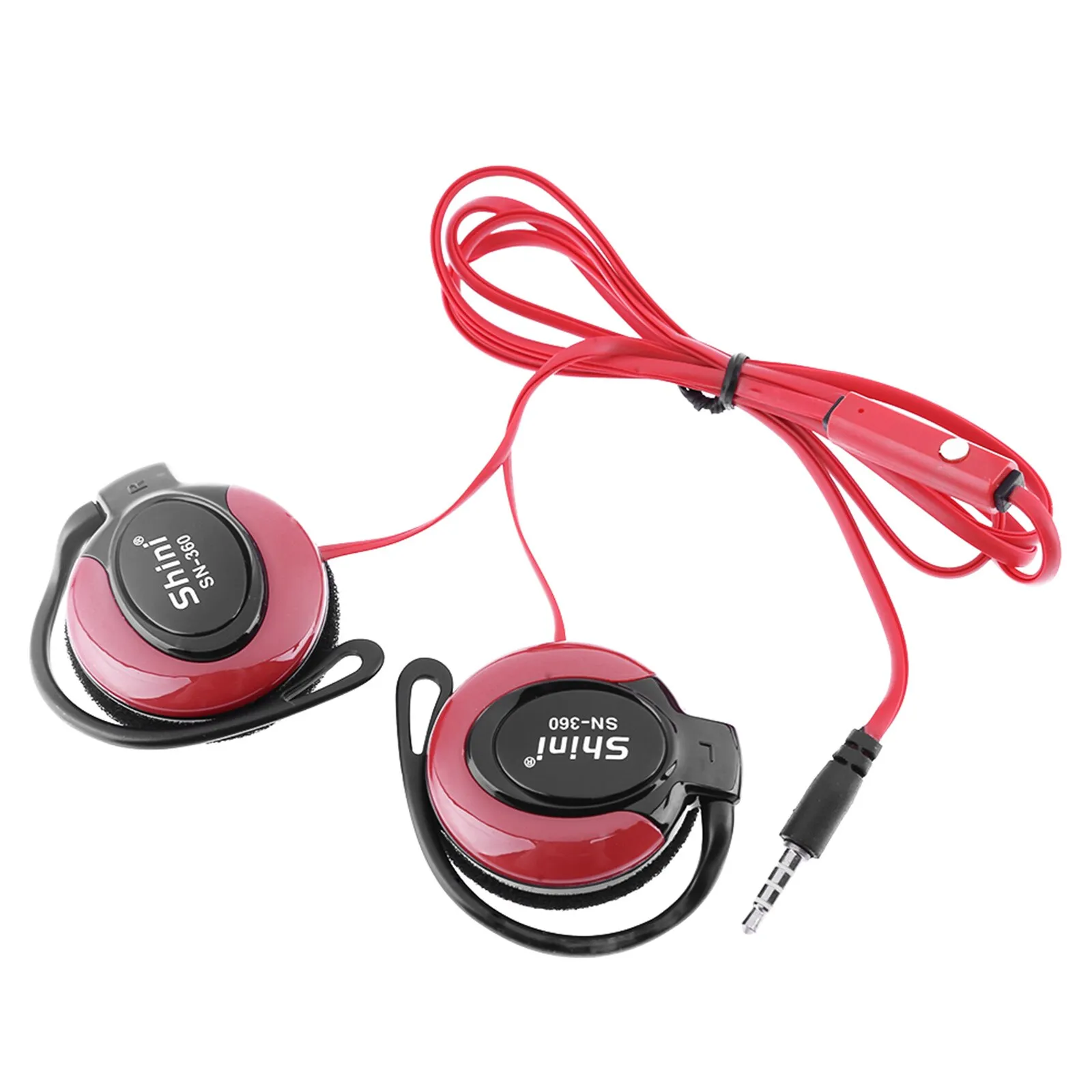 SHINI SN-360 Cuffie con gancio per l'orecchio Cuffie stereo con cavo da 3,5 mm Cuffie sportive con microfono per cuffie