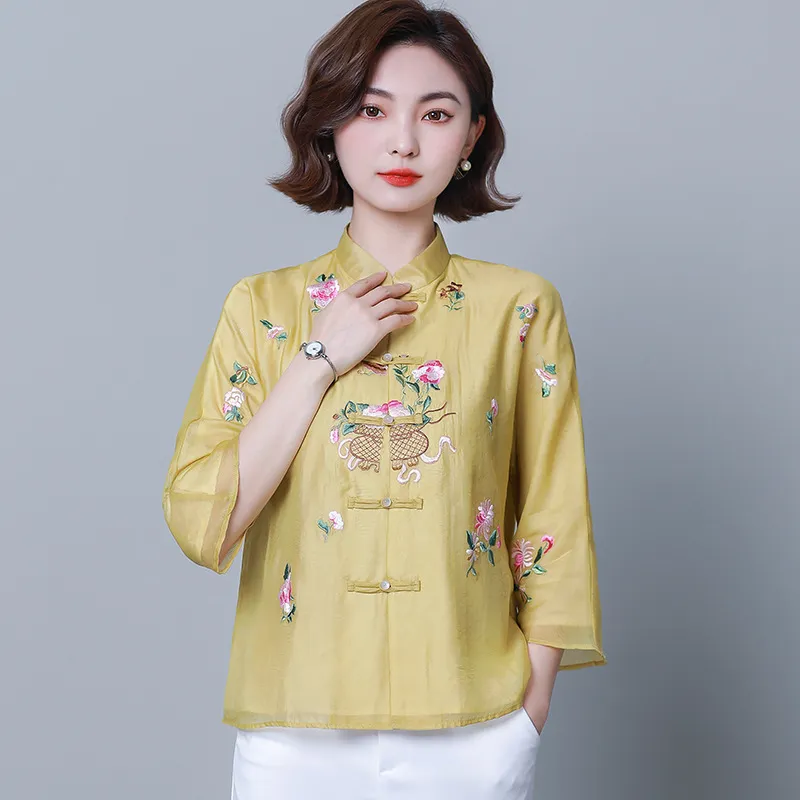 Il ricamo in stile cinese retrò 2021 ha migliorato il vestito Hanfu Tang in cima ai vestiti da tè cinesi di moda antica