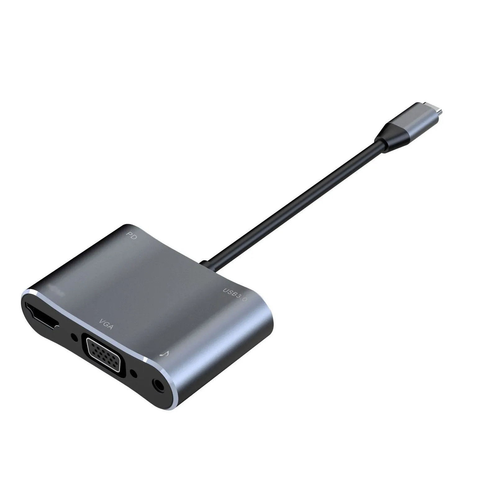 5 合 1 USB C 集线器高清多媒体接口 VGA 铝合金 USB 3.0 适配器 C 型转多端口视频转换器