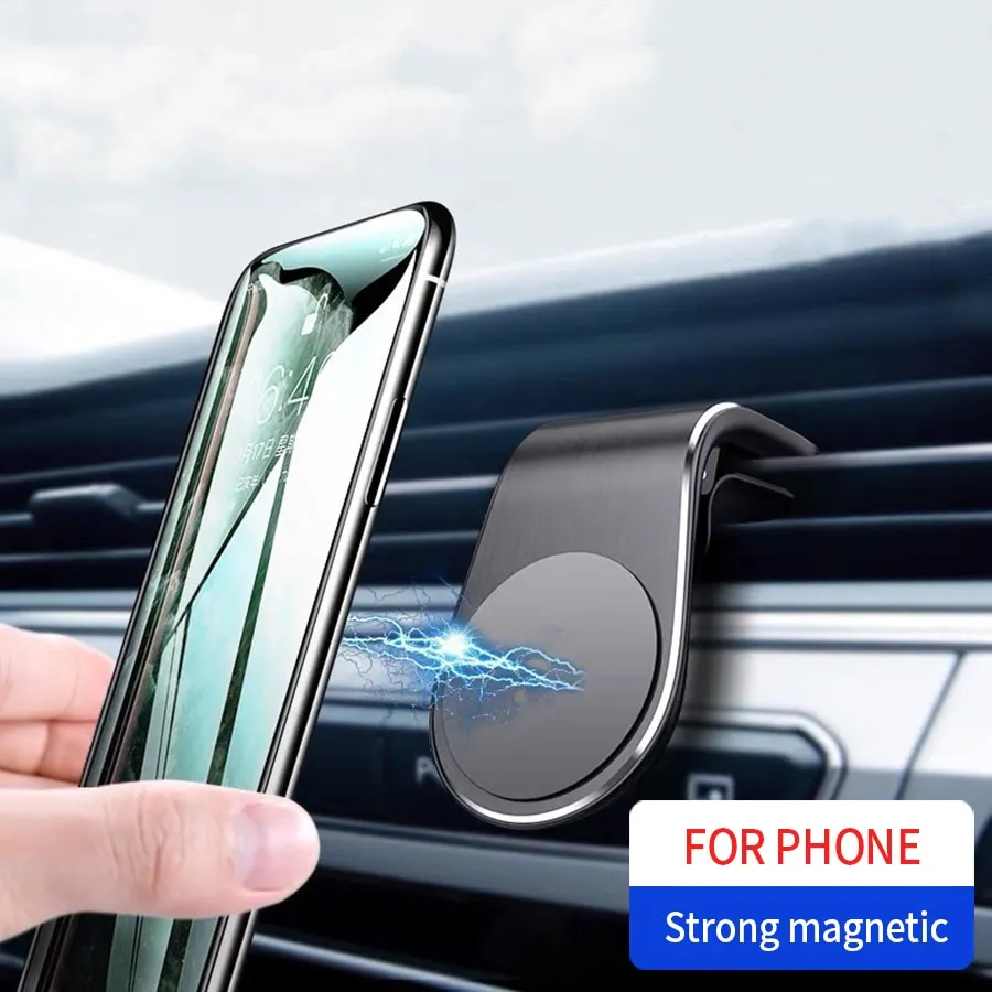 Supporto magnetico per telefono per auto in metallo 360 Supporto per supporto GPS Supporto per telefono con clip per presa d'aria tipo L per  11 Hu X