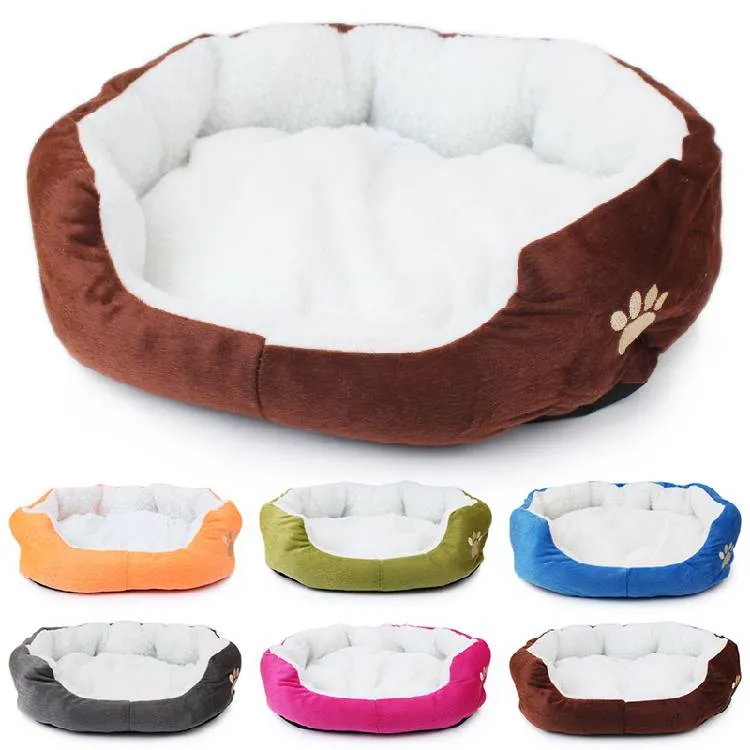 7 colori Pet Dog Bed Warm House Tinta unita Piazza Pet Kennel per cani di taglia piccola media Cucciolo di gatto Plus Size Cestini per cani Cama Perr