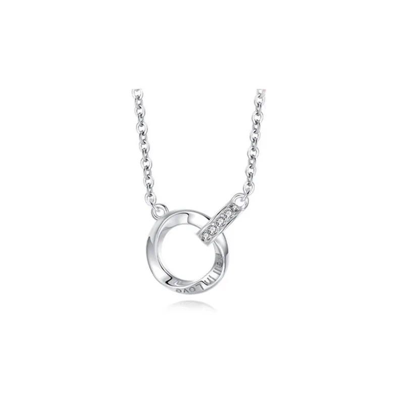 Argento sterling Mobius doppio anello collana amanti personalità luce lusso nicchia catena clavicola gioielli di lusso leggeri