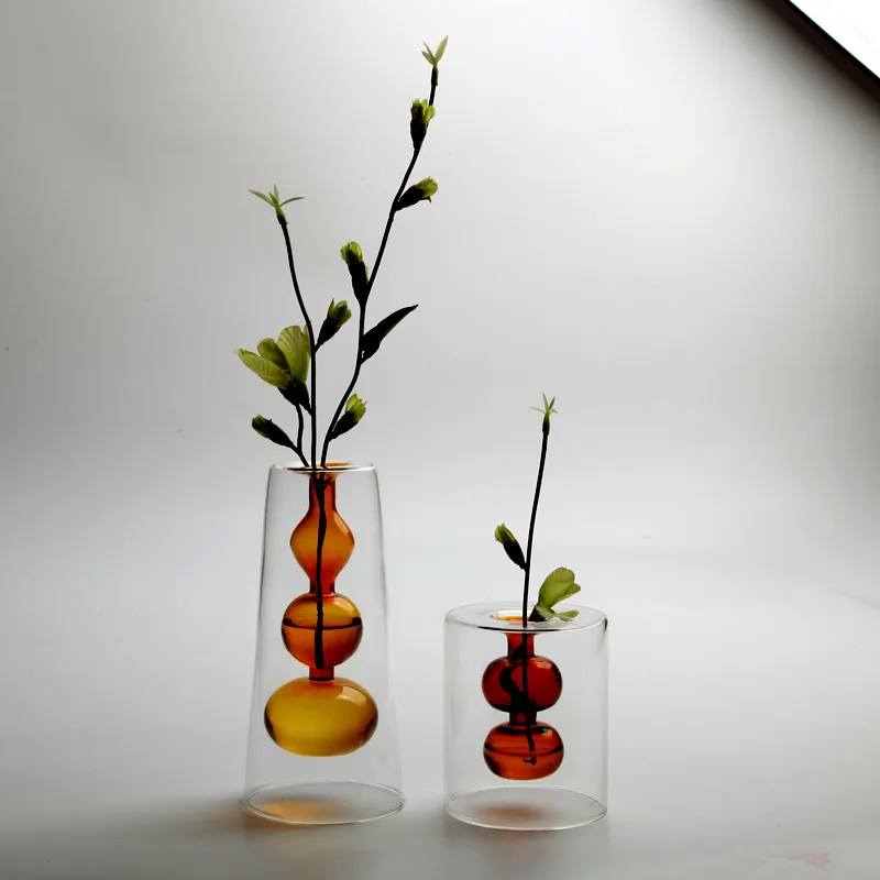 Nuovo creativo doppio nodo interno vaso di vetro accessori per la casa dispositivo idroponico per la disposizione dei fiori
