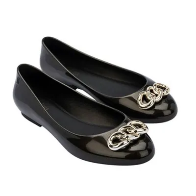 Scarpe singole casual da donna europee e americane papillon sandali in metallo poco profondo suola piatta scarpe singole scarpe di gelatina New Style