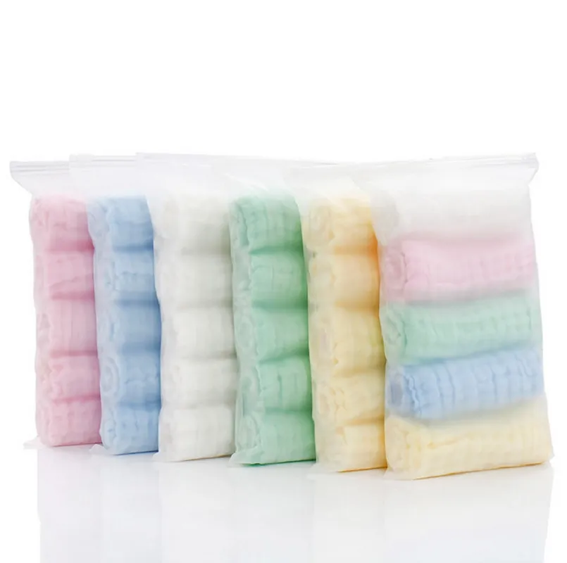 5 pz/set Mussola 6 strati di Cotone Morbido Asciugamani Per Il Viso Asciugamano Fazzoletto Da Bagno Alimentazione Viso Asciugamano Pulire Burp panni