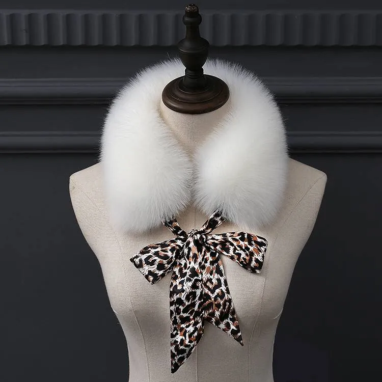 New Lady Blinger super morbido velluto soffice pelliccia di volpe faux sciarpe di pelliccia di leopardo stampa sciarpe di seta rosso blu bianco collo