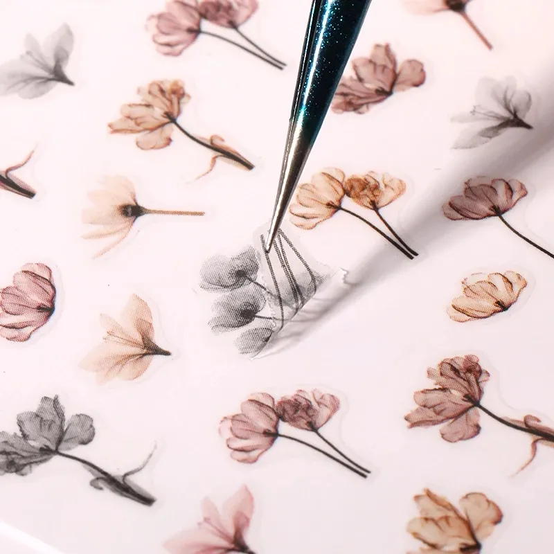 1 PZ Piante Succulente Fiore 3D Nail Sticker Primavera Floreale Foglie Adesivo Trasferimento Decalcomanie Cursore FAI DA TE Unghie artistiche Decoraz