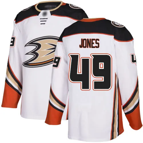 Maglia Anaheim Ducks Max Jones #49 bianca Authentic Away da uomo