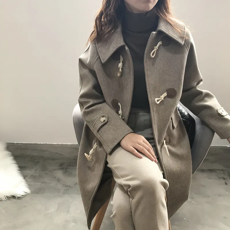 Yanshuang temperamento cappotto di lana donna autunno/inverno 2021 new chic coreano addensato giacca cappotto con bottoni in corno 3502