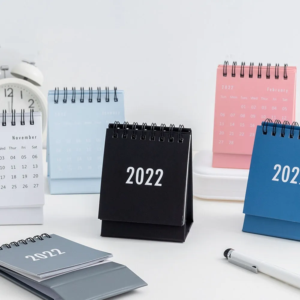 2021 2022 Simple Bla White Grey Series Calendario da tavolo Doppio programma giornaliero Agenda da tavolo Agenda annuale Organizer Office