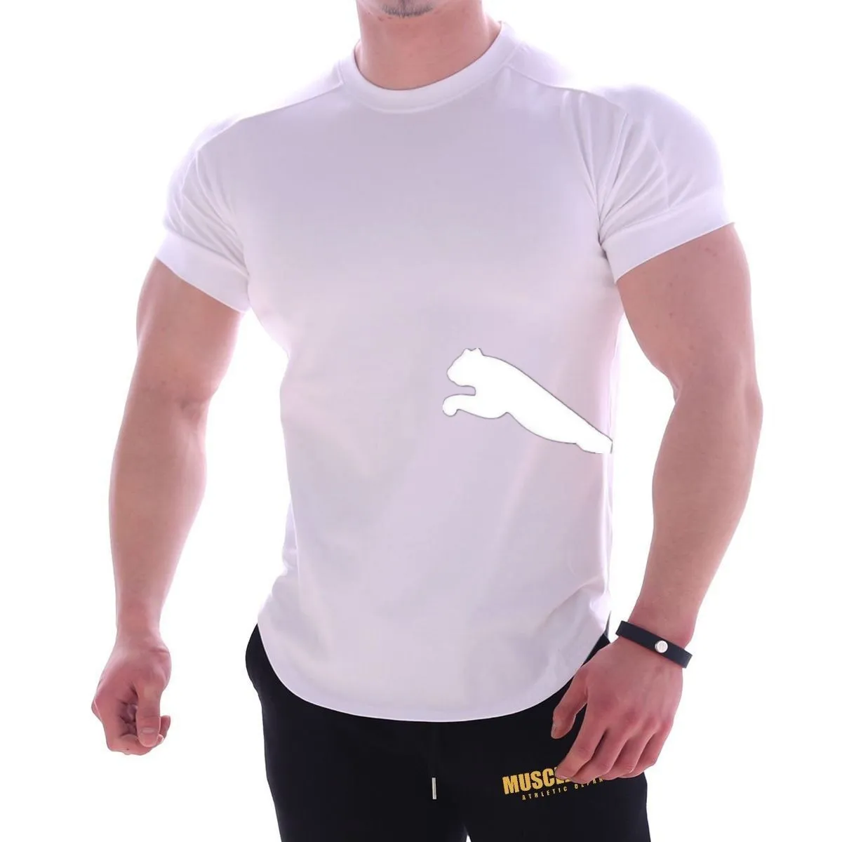Muscle cross-border light board sport fitness a maniche corte T-shirt da uomo gillo elasticizzato esercizio di allenamento abiti attillati