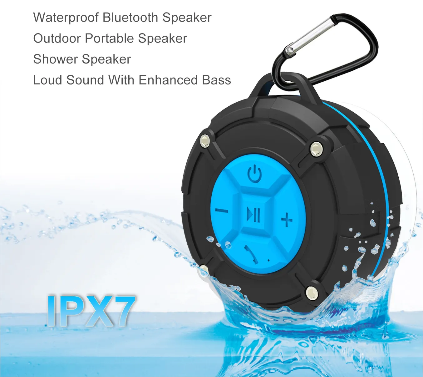 C618 Ventosa da bagno Altoparlante Bluetooth impermbile Amazon Esplosivo Moo IPX7 Gancio esterno Zaino o da bagno