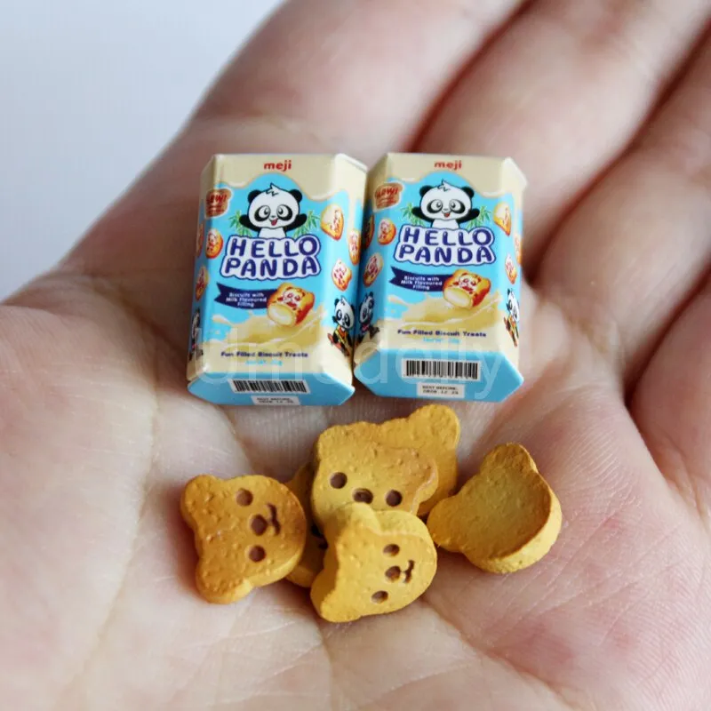 Simpatiche scatole di biscotti mini panda per casa delle bambole in miniatura in scala 1/12 per cibo per bambole Barbie finta di giocare a giocattolo