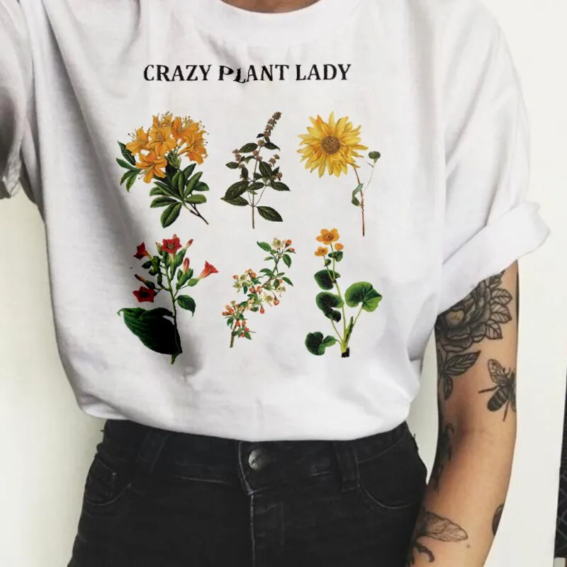 Moda Fiori anni '90 Abbigliamento Tendenza Donna T-shirt con stampa floreale T-shirt con stampa floreale T-shirt con stampa vegetale T-shirt Moda Top