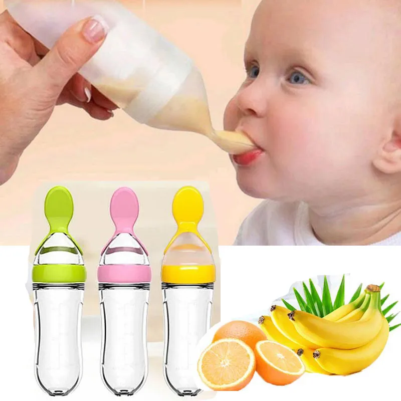 Cucchiai di bottiglia del cucchiaio del bambino Cucchiai di silicone del contagocce per la medicina di alimentazione dei bambini degli utensili delle