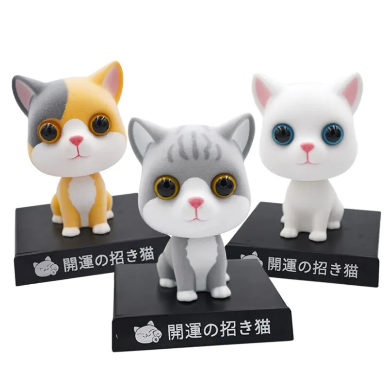 11 cm floccato gatto scuote testa bambola accessori per auto supporto per cellulare di alta qualità adorabile accessori per il desktop regalo decoraz