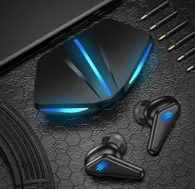 NUOVI auricolari Bluetooth wireless 5.0 Tws con luce a LED Auricolari stereo wireless da gioco a bassa latenza impermeabili per il telefono