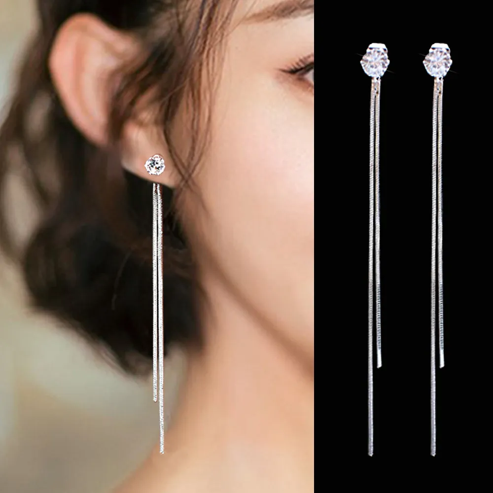 2021 Nuovi orecchini pendenti color oro con nappe lunghe di cristallo per le donne Gioielli da sposa con orecchini a goccia