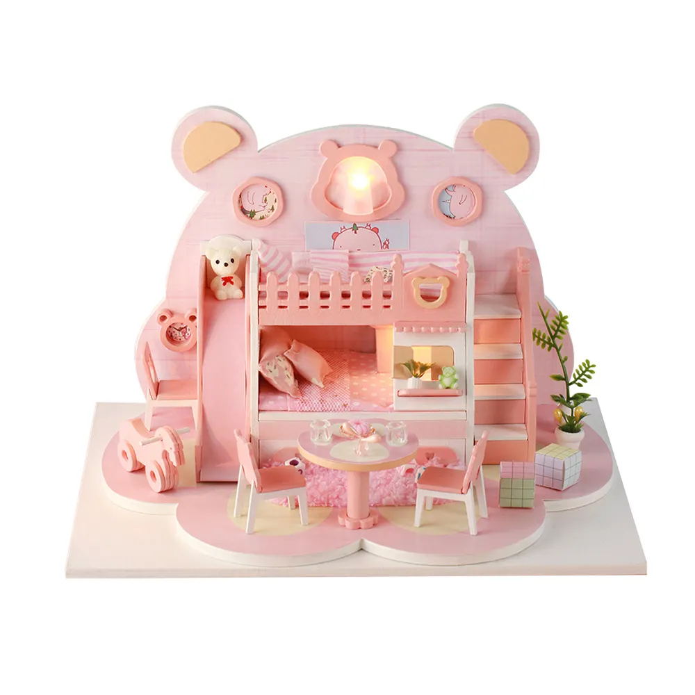 Assemblare fai da te casa delle bambole giocattolo in legno miniatura kit casa delle bambole giocattoli con mobili kit luce LED regalo di compleanno