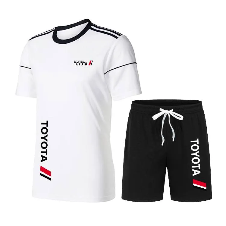 New Summer Men's TOYOTA Wear Tuta sportiva a maniche corte in due pezzi, T-shirt casual + Pantaloncini Tuta sportiva Tuta da basket,