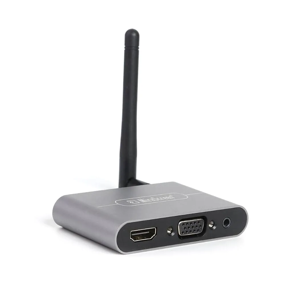 X6W Plus Wireless Dongle Ricevitore display wireless 4K 2,4 GHz e 5 GHz Doppia frequenza con antenna esterna Porte audio VGA HD Grigio