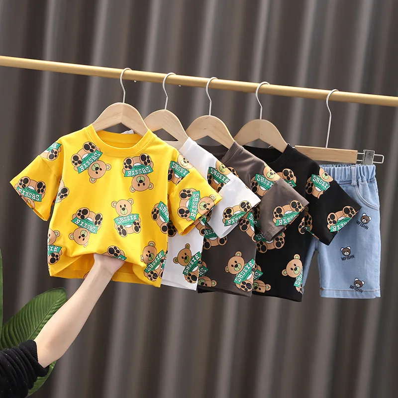 Vestiti estivi per bambini commercio estero transfrontaliero all'ingrosso fonte dal vivo estate 2021 nuovi abiti a maniche corte per bambini