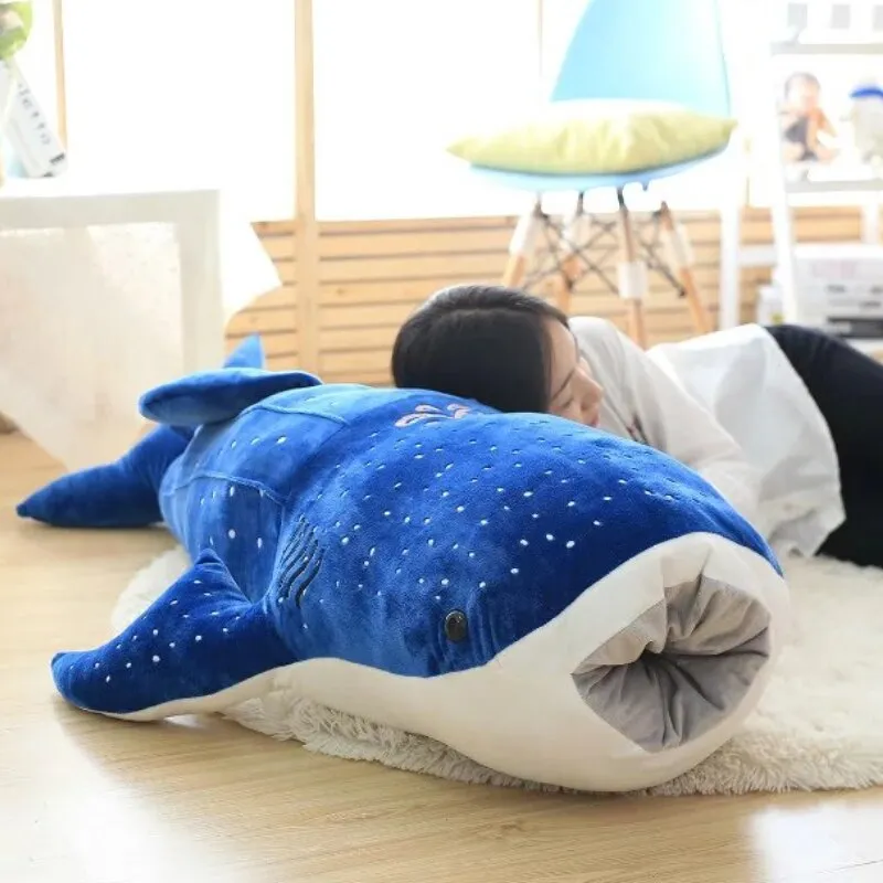 100 cm di grandi dimensioni morbido squalo bambola balena blu farcito morbido squalo pesce di mare cuscino di peluche adorabile regalo per bambole pe
