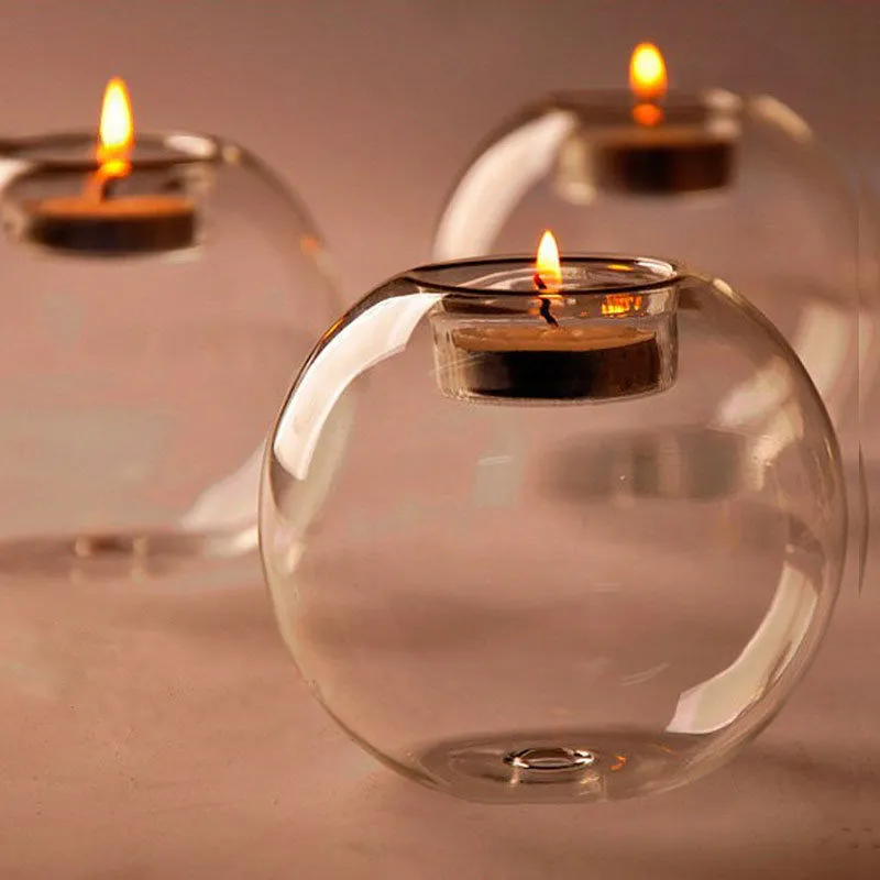 Portacandele in vetro cristallo Decorazione per la casa Candeliere Trasparente Matrimonio romantico Bar Party Home Decor